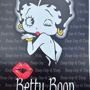 Betty Boop Black and White Art Poster with Red Lips Kissy face